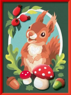CREART KIDS - 18X24CM - PLATRE : ECUREUIL ET CHAMPIGNONS