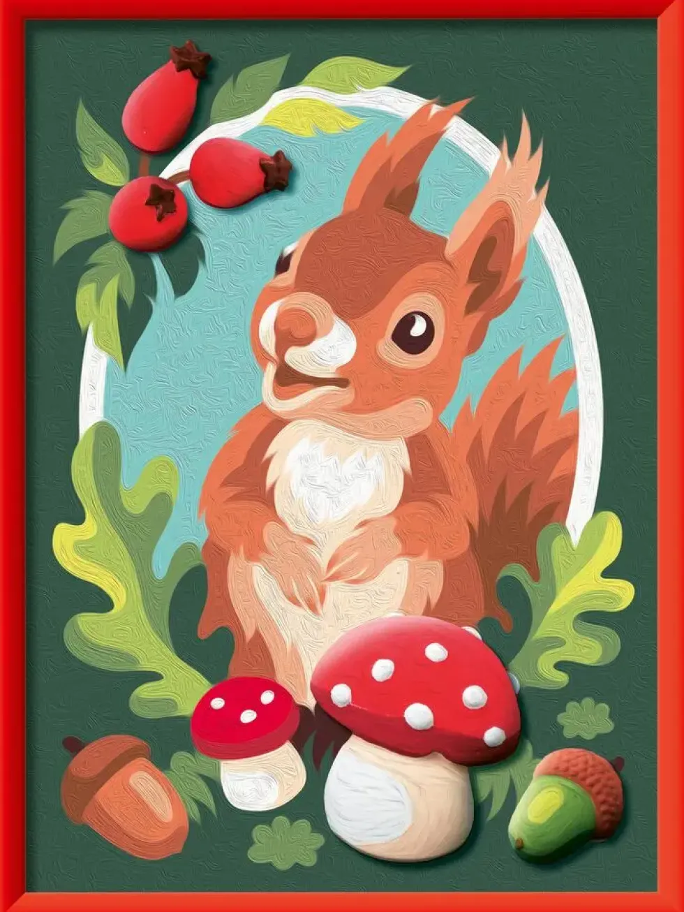 CREART KIDS - 18X24CM - PLATRE : ECUREUIL ET CHAMPIGNONS