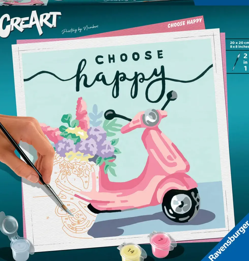 CREART - PEINTURE PAR NUMERO - 20 X 20 CM - CHOOSE HAPPY