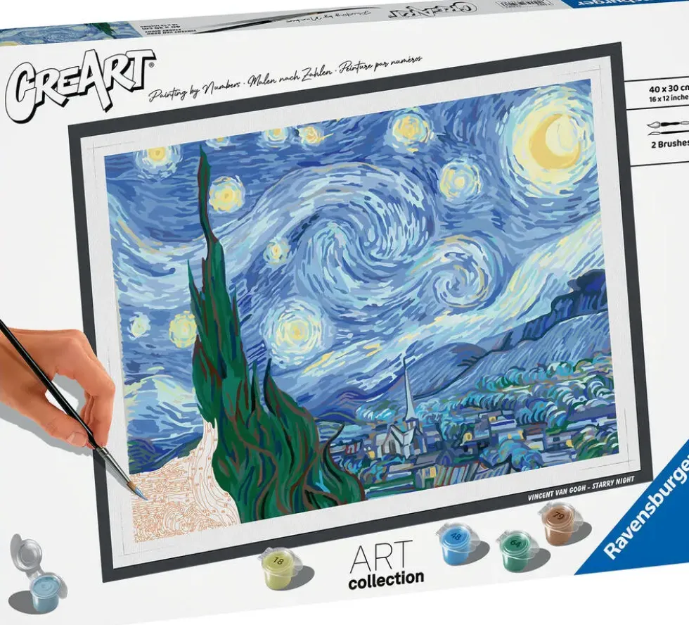 CREART - PEINTURE PAR NUMERO - 30 X 40 CM - VAN GOGH LA NUIT ETOILEE