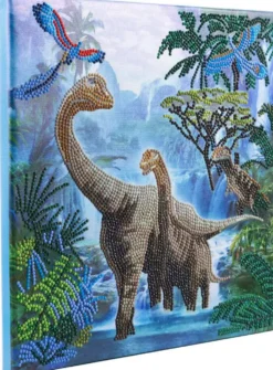CRYSTAL ART TABLEAU BRODERIE DIAMANT 30X30CM DINOSAURES