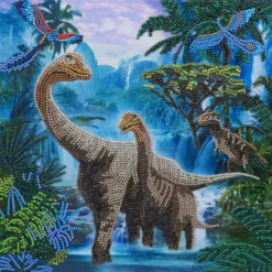 CRYSTAL ART TABLEAU BRODERIE DIAMANT 30X30CM DINOSAURES
