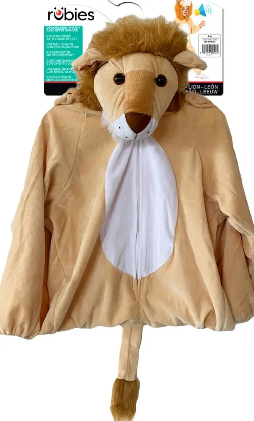 DEGUISEMENT AVEC EFFET SONORE LION - TAILLE 3-4 ANS