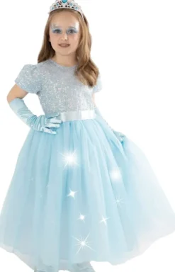 DEGUISEMENT PRINCESSE LUMINEUSE SEQUINS + ACCESS BLEUE 7-8 ANS