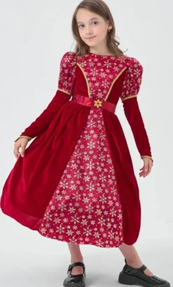DEGUISEMENT ROBE EN VELOURS ROUGE TAILLE8-10 ANS