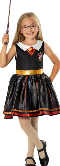 DEGUISEMENT ROBE LUXE HERMIONE + BAGUETTE + LUNETTES TAILLE S 3-4 ANS