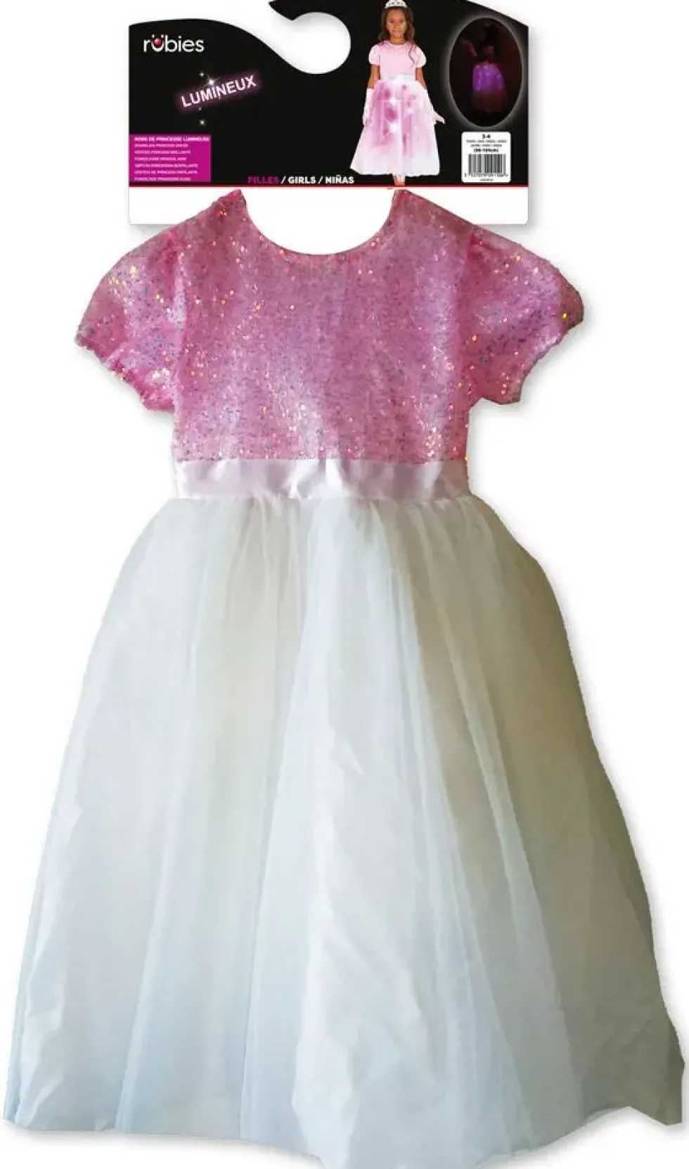 DEGUISEMENT ROBE PRINCESSE LUMINEUSE SEQUINS - TAILLE 3-4 ANS