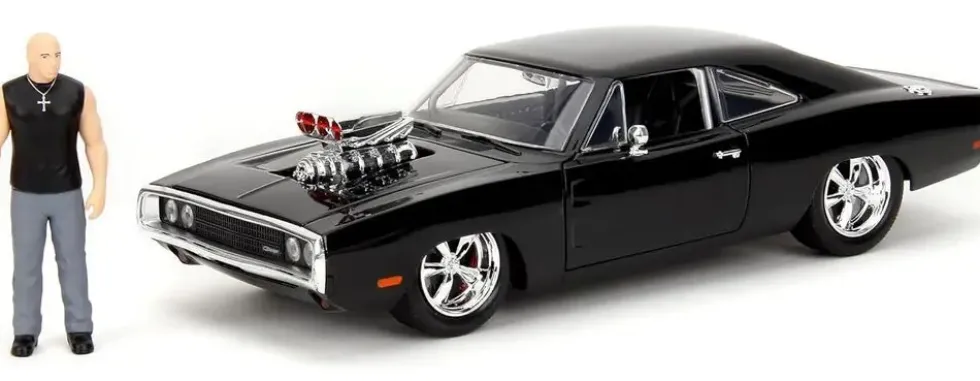 1/24 DODGE CHARGER W/DOM TOERETTO FIGURE BLACK FF 1970