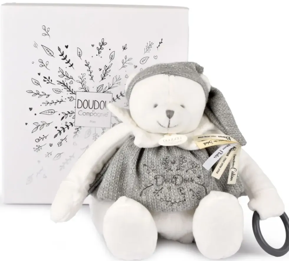 DOUDOU 25 ANS - OURS ARGENT PANTIN D'ACTIVITES