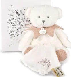 DOUDOU 25 ANS - OURS ROSE PANTIN AVEC DOUDOU MOU