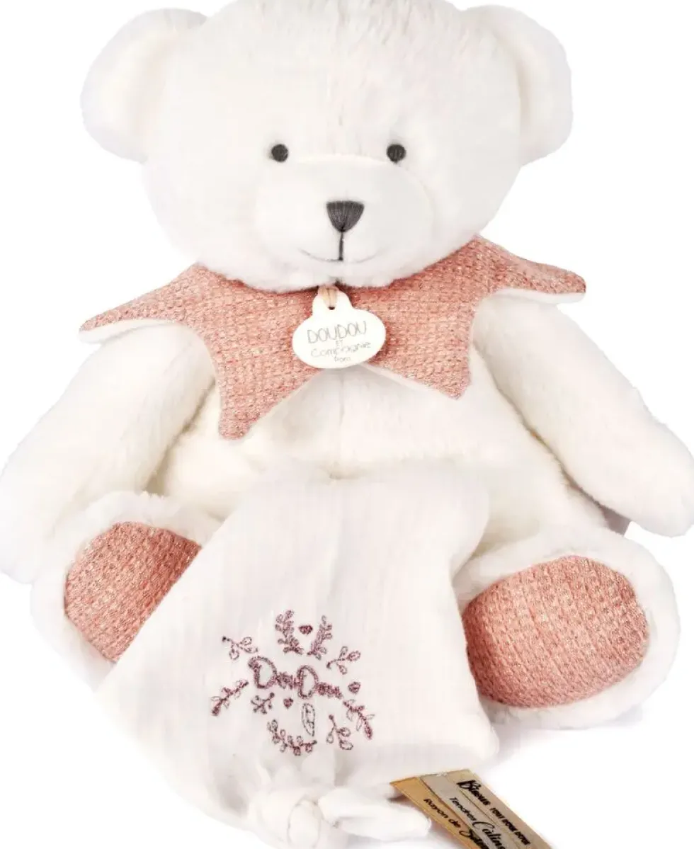 DOUDOU 25 ANS - OURS ROSE PANTIN AVEC DOUDOU MOU