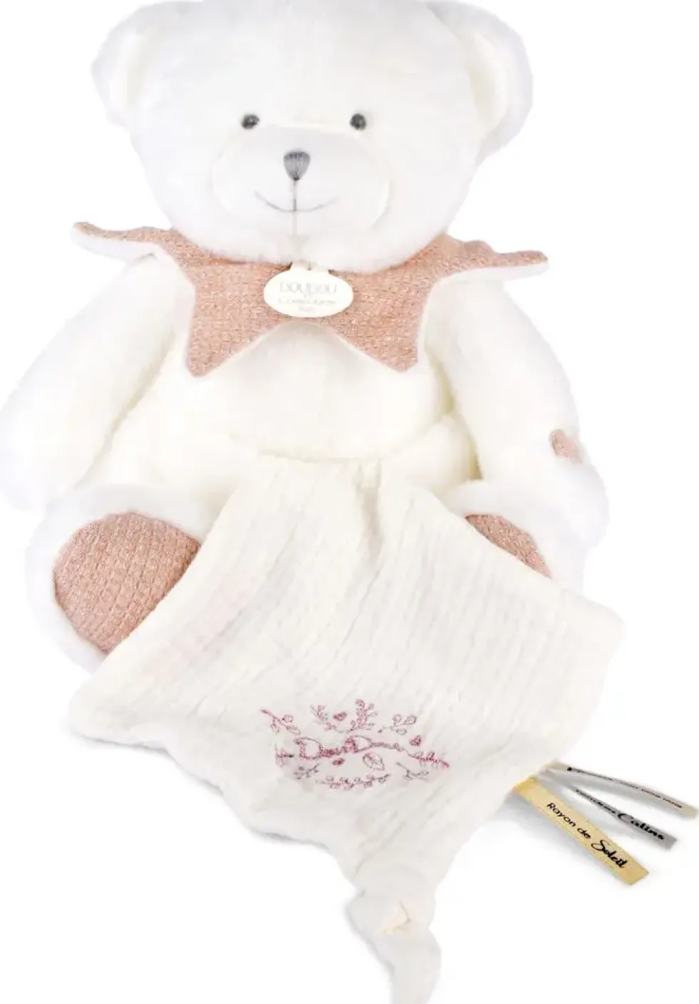 DOUDOU 25 ANS - OURS ROSE PANTIN AVEC DOUDOU MOU