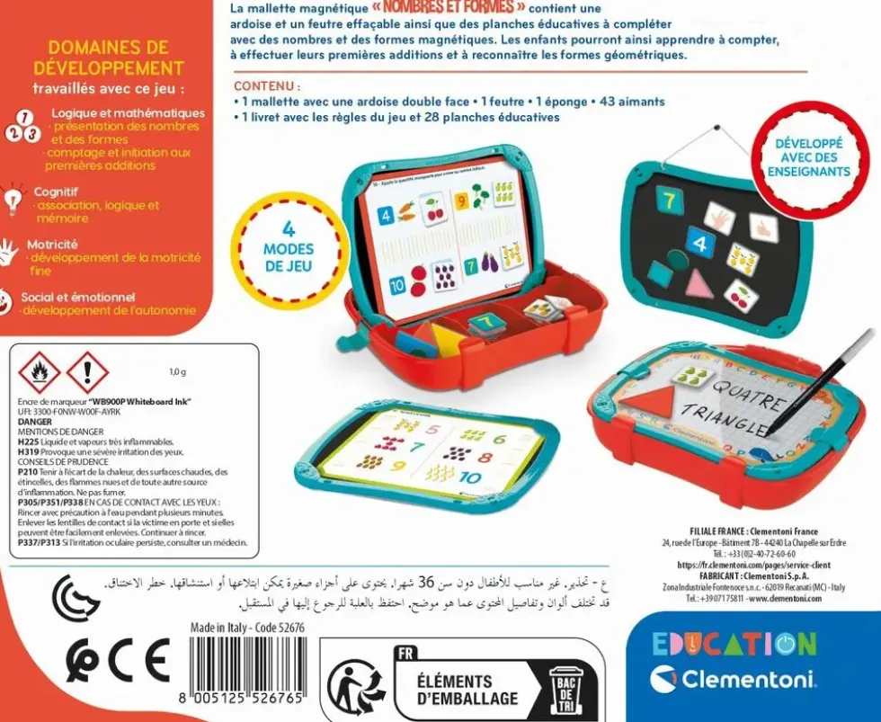 EDUCATION CLEMENTONI - MALLETTE MAGNETIQUE - NOMBRES ET FORMES