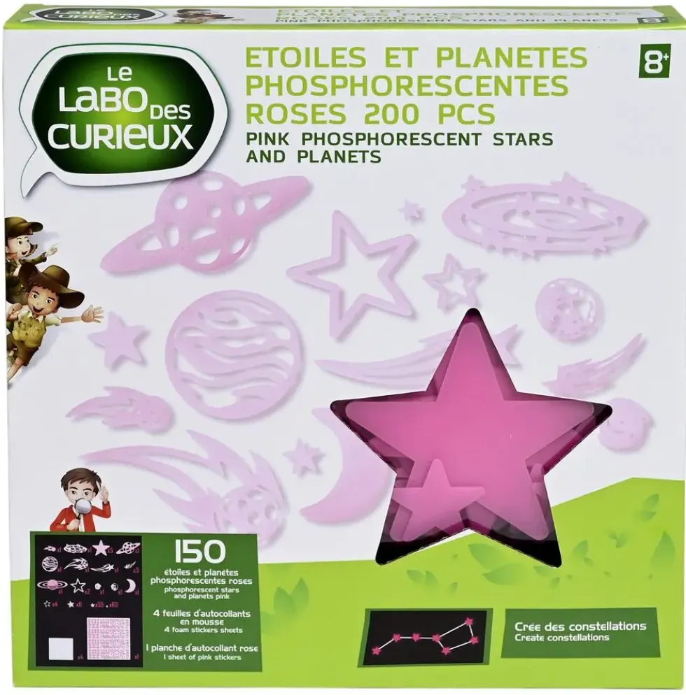 ETOILES ET PLANETES PHOSPHORESCENTES ROSES 200 PIECES