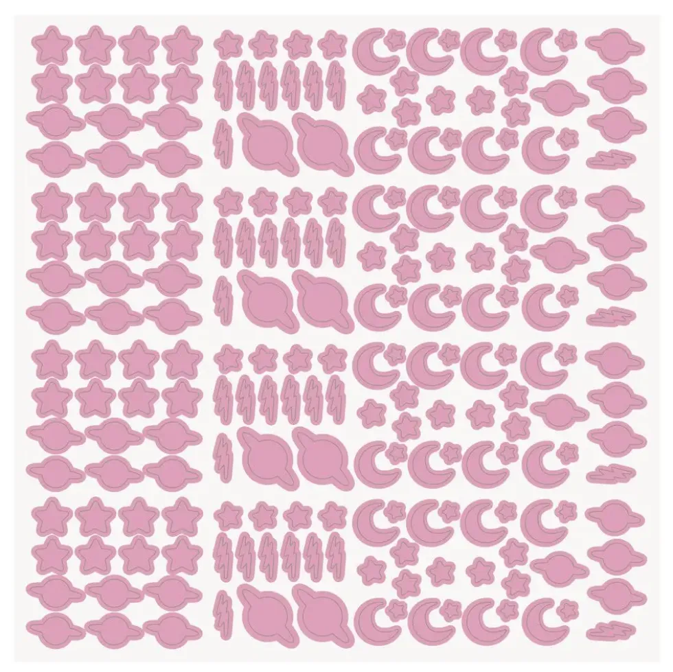 ETOILES ET PLANETES PHOSPHORESCENTES ROSES 200 PIECES