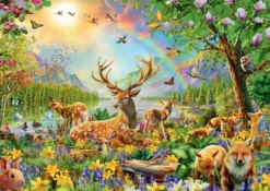 FAMILLE DE CERFS ET AUTRES ANIMAUX - PUZZLE 200 PIECES XXL