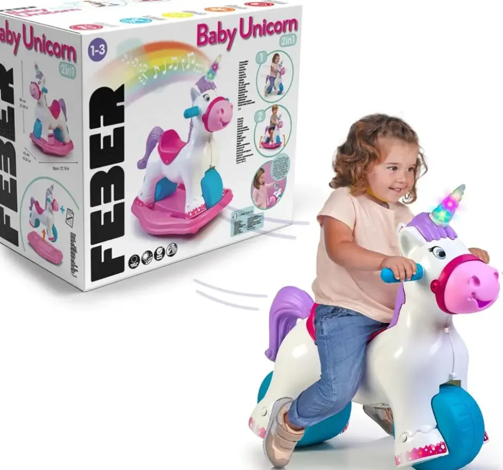 FEBER BABY UNICORN - PORTEUR 2 EN 1 LICORNE - SONS ET LUMIERES