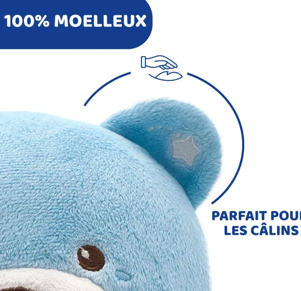 FIRST DREAMS - PELUCHE OURSON PROJECTEUR BABY BEAR BLEU