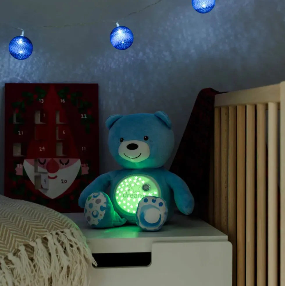 FIRST DREAMS - PELUCHE OURSON PROJECTEUR BABY BEAR BLEU