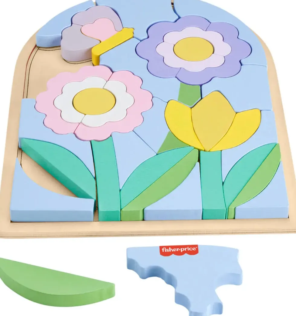 FISHER PRICE WOODEN PUZZLE BLOCKS FLOWER