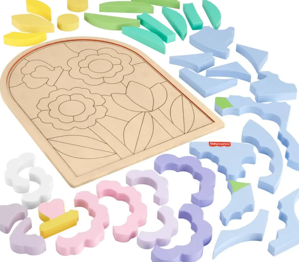 FISHER PRICE WOODEN PUZZLE BLOCKS FLOWER