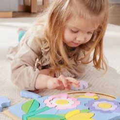 FISHER PRICE WOODEN PUZZLE BLOCKS FLOWER