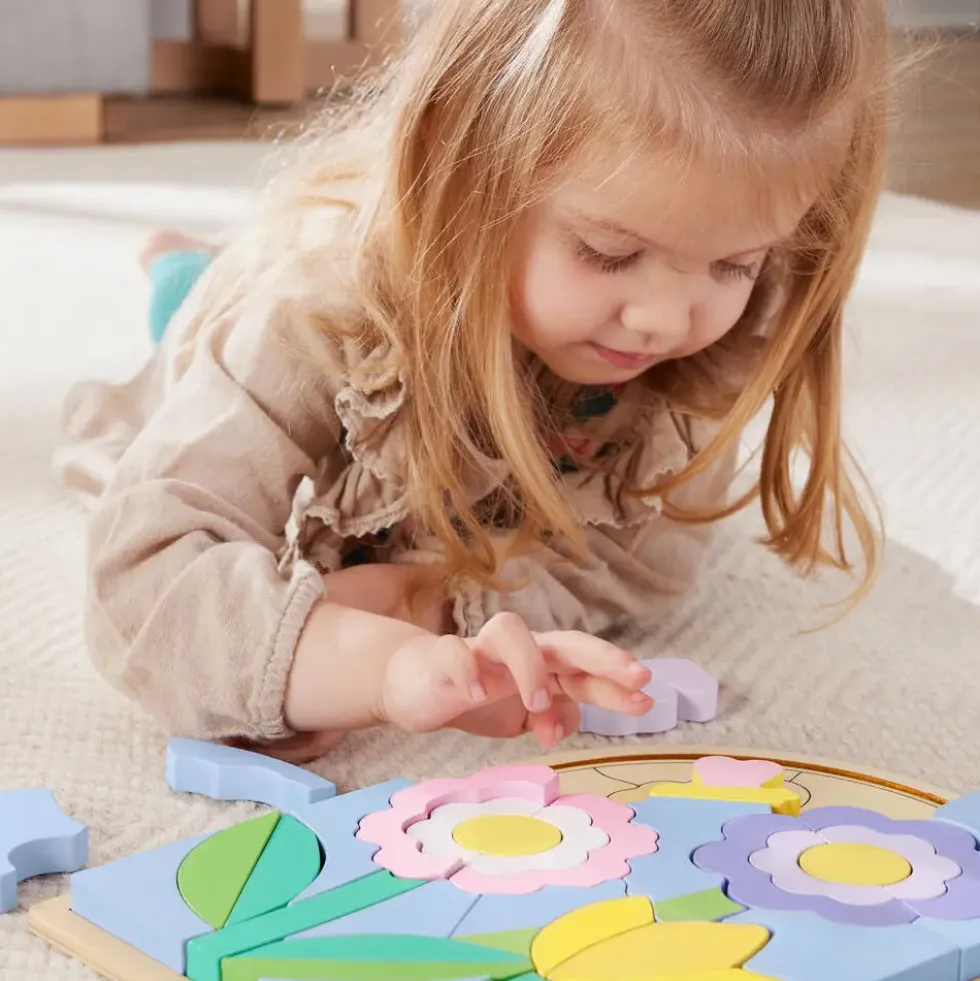 FISHER PRICE WOODEN PUZZLE BLOCKS FLOWER