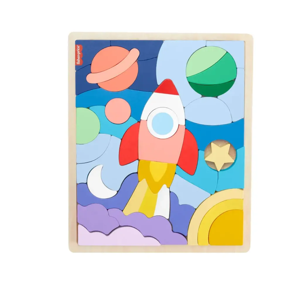 FISHER PRICE WOODEN PUZZLESPACE BLOCKS