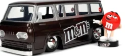 1/24 FORD ECONOLINE BUS W -METMS RED FIGURE BROWN HOLLYWOOD RIDES 1965