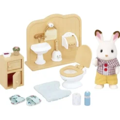 FRERE LAPIN ET TOILETTES - SYLVANIAN MEUBLES ET ACCESSOIRES