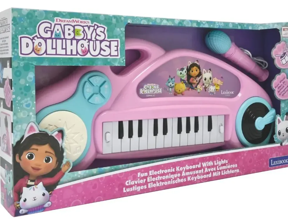 GABBY ET LA MAISON MAGIQUE- PIANO ELECTRONIQUE LUMINEUX MICROPHONE 24 TOUCHES