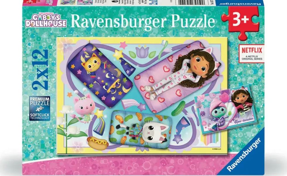 GABBY ET LA MAISON MAGIQUE - PUZZLES 2X12 PIECES - SOIREE PYJAMA