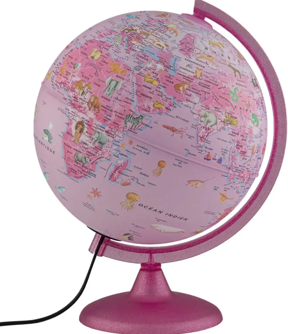 GLOBE LUMINEUX 25 CM PINK ZOO