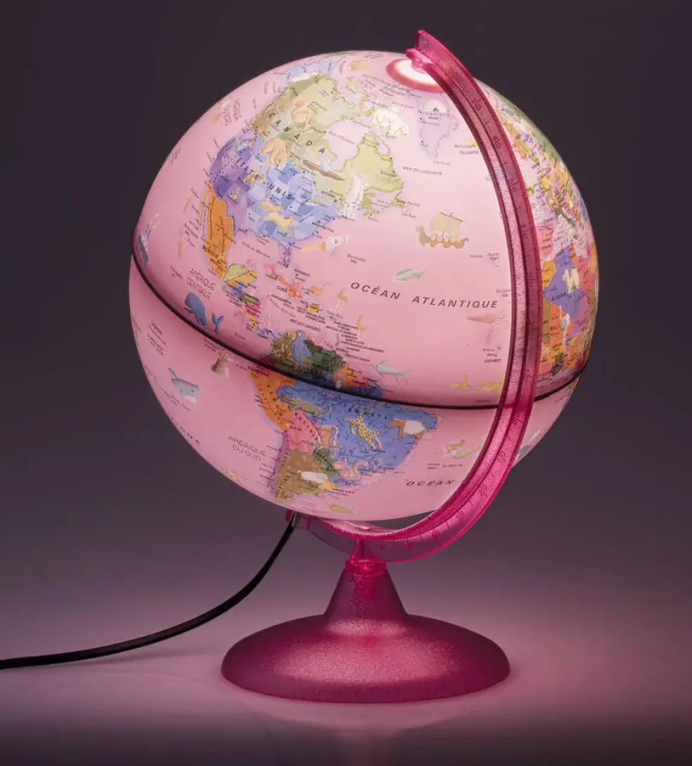 GLOBE LUMINEUX 25 CM PINK ZOO