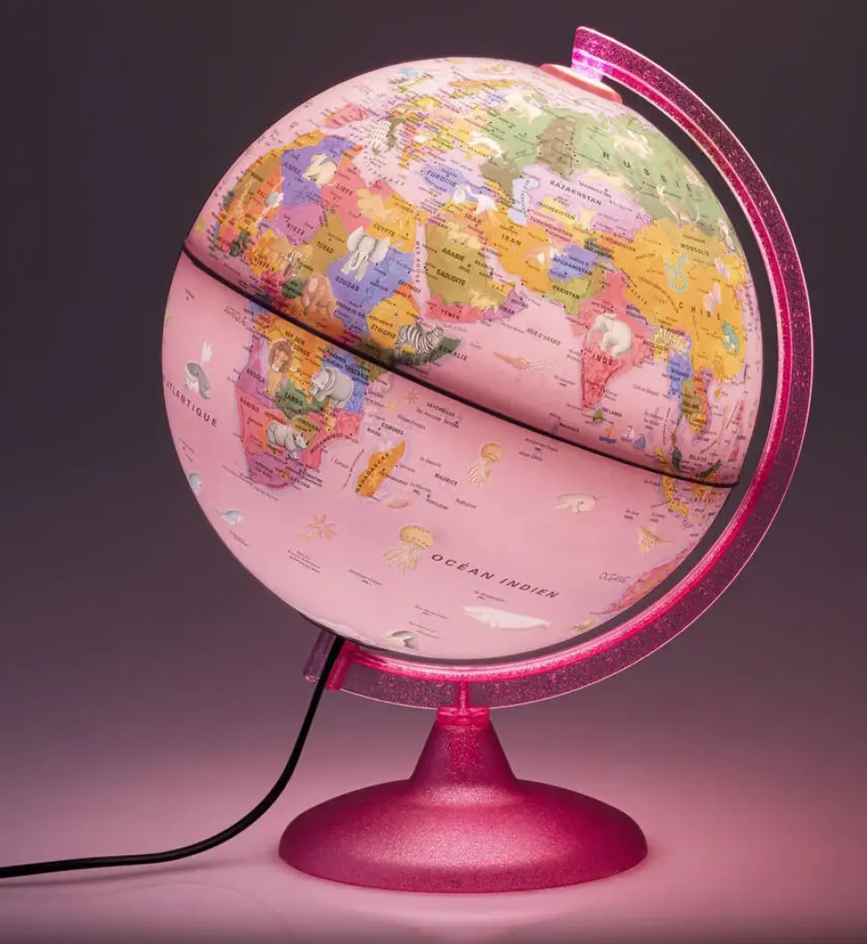 GLOBE LUMINEUX 25 CM PINK ZOO