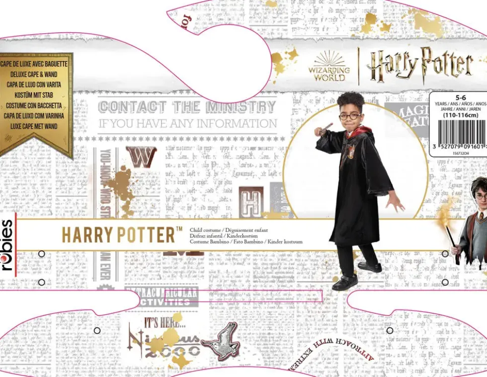 HARRY POTTER - DEGUISEMENT CAPE LUXE - BAGUETTE - TAILLE 5-6 ANS