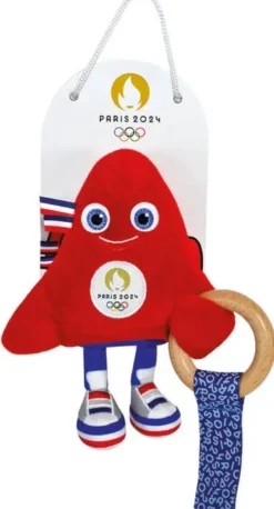 HOCHET AVEC ANNEAU EN BOIS- MASCOTTE JEUX OLYMPIQUES PARIS 2024 - 17 CM