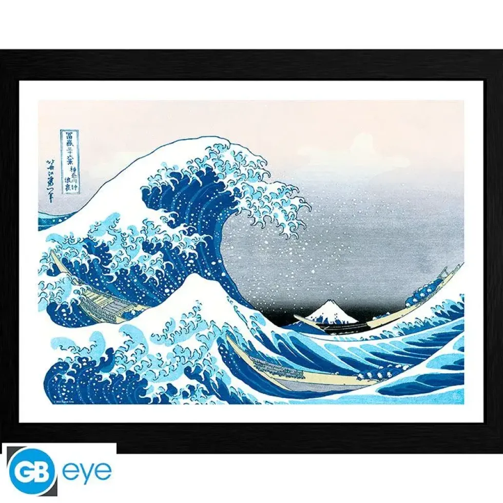 HOKUSAI - TIRAGE ENCADRE "GRANDE VAGUE" (30X40) X2