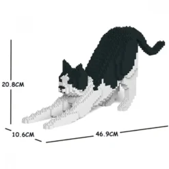 JEKCA BLOCS DE CONSTRUCTION -CHAT CALICO NOIR QUI S'ETIRE