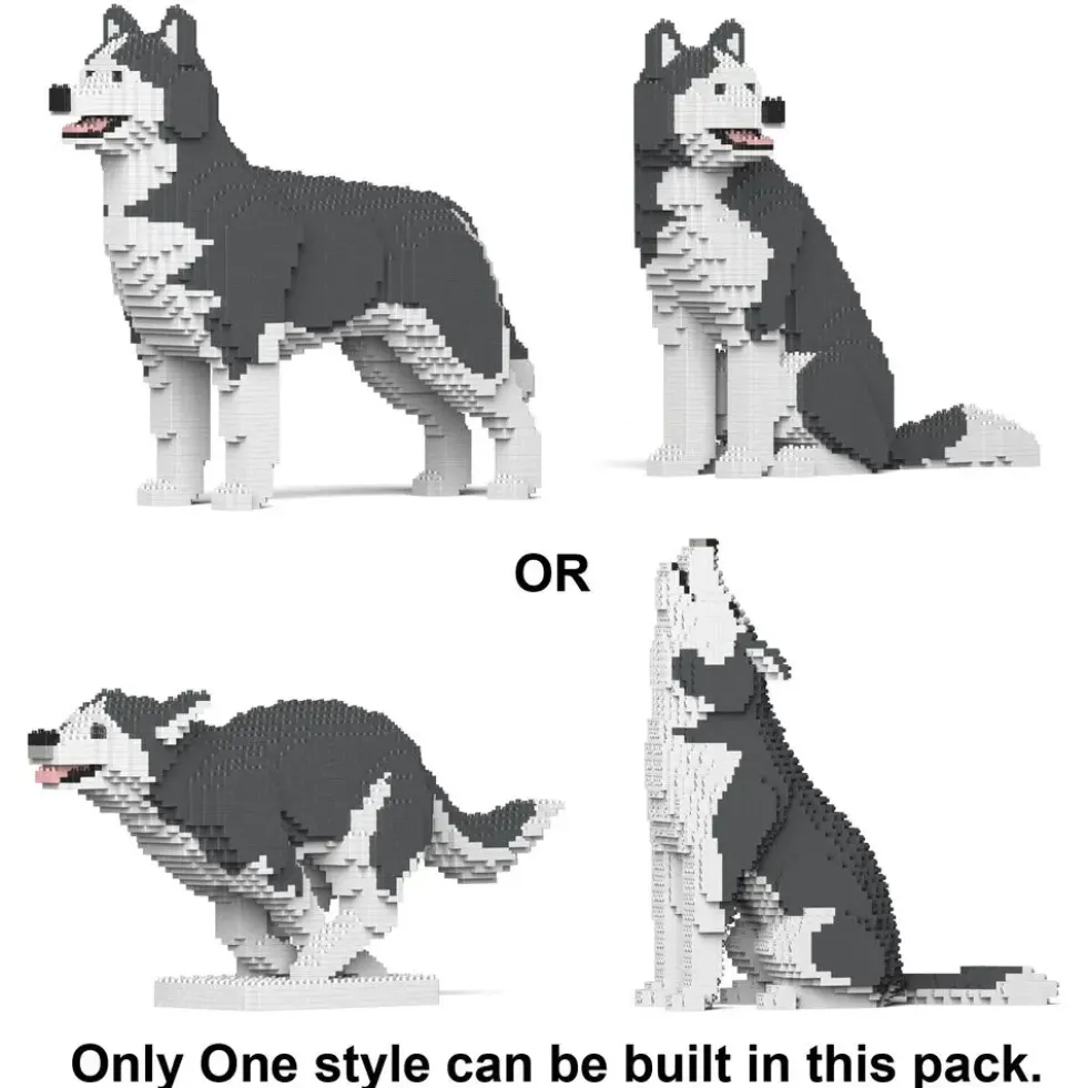 JEKCA BLOCS DE CONSTRUCTION - CHIEN HUSKY (4 EN 1) GRIS STANDARD