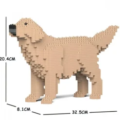 JEKCA BLOCS DE CONSTRUCTION -CHIEN GOLDEN RETRIEVER LA QUEUE EN L'AIR BEIGE