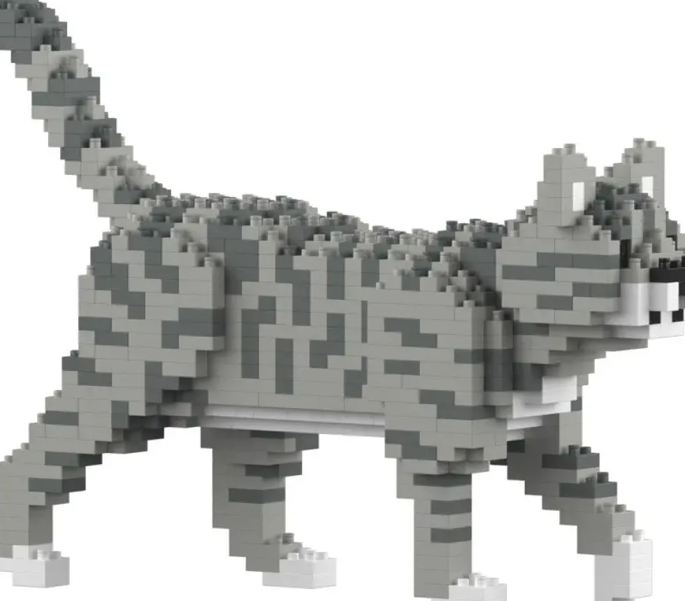 JEKCA BLOCS DE CONSTRUCTION MINI CHAT TIGRE GRIS CLAIR