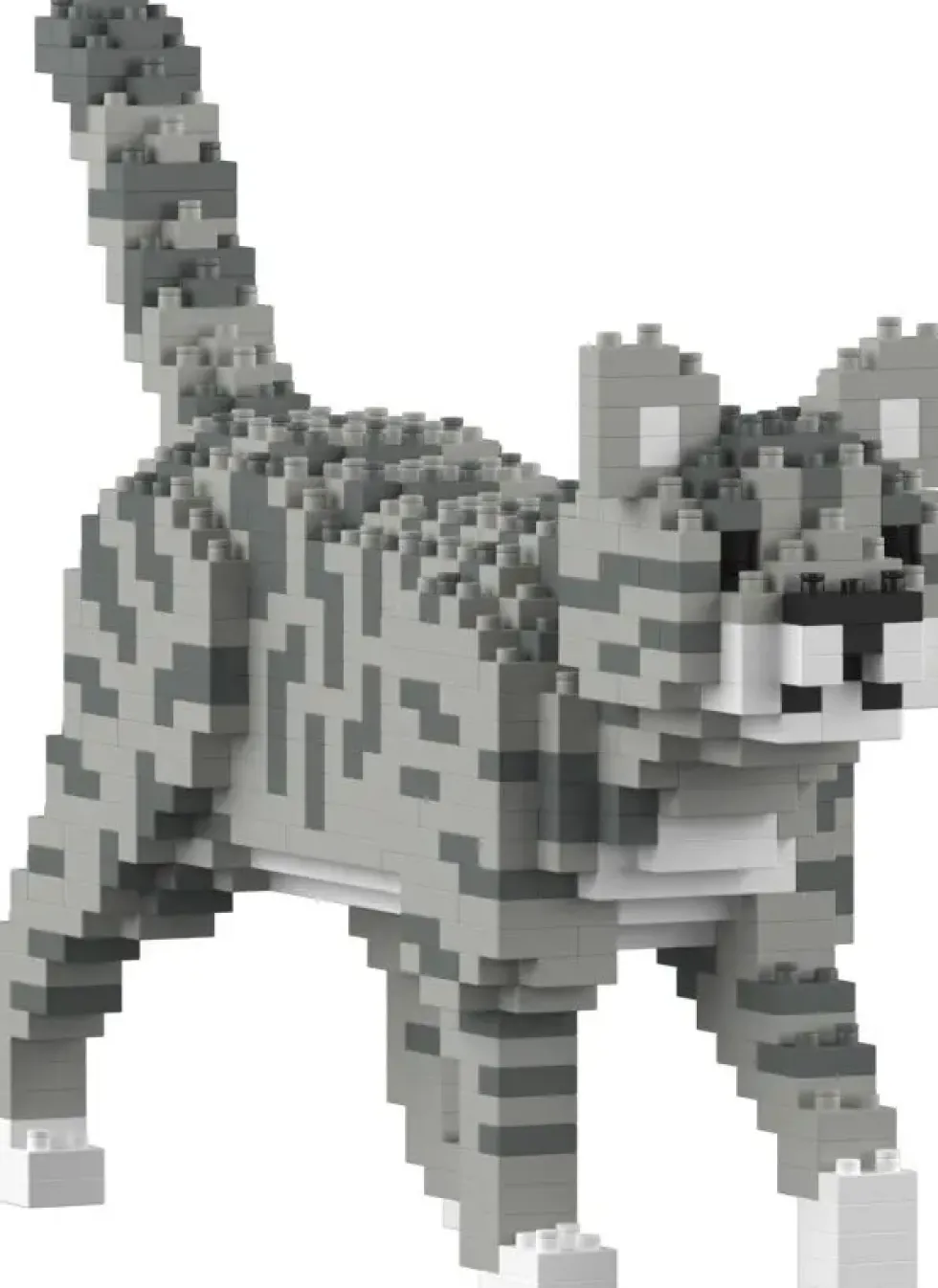 JEKCA BLOCS DE CONSTRUCTION MINI CHAT TIGRE GRIS CLAIR
