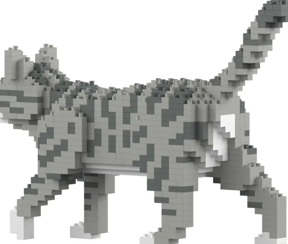 JEKCA BLOCS DE CONSTRUCTION MINI CHAT TIGRE GRIS CLAIR