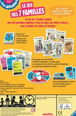JEU DE 7 FAMILLES INCOLLABLES