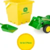 JOHN DEERE -ENSEMBLE BAC A SABLE AVEC SEAU ET CAMION-BENNE