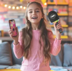 KARAOKE MICROPHONE BLUETOOTH/SANS FIL AVEC EFFETS SONORES ET LUMINEUX