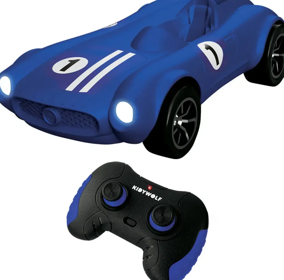 KIDYCAR - VOITURE TELECOMMANDEE BLEUE PERSONNALISABLE AVEC PHARES