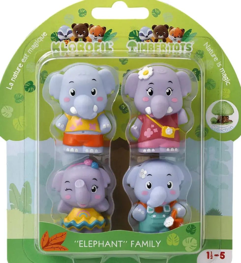 KLOROFIL - LOT DE 4 PERSONNAGES FAMILLE ELEPHANT