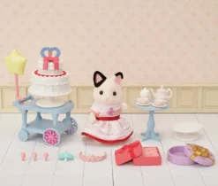 LA FILLE CHAT BICOLORE ET SON GOUTER D’ANNIVERSAIRE - SYLVANIAN PERSONNAGES ET TENUES